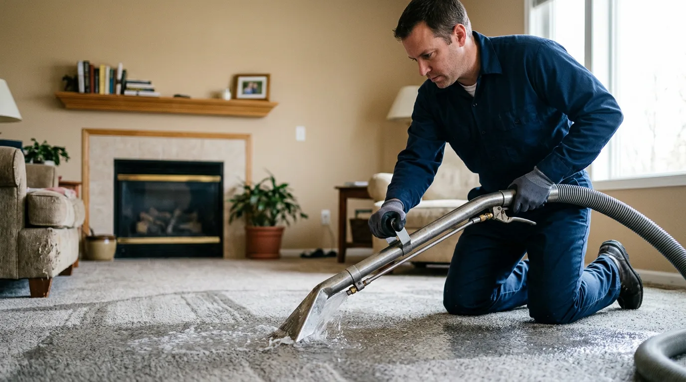Water damage restoration technician working near Huntington, NY